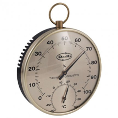 Hygrometer / Thermometer analog messingfarben