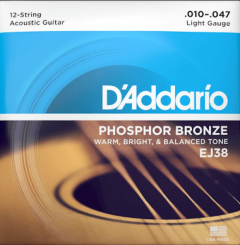 D'addario EJ 38 12-String Phosphor Bronze, Light, 10-47