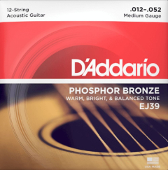D'addario EJ 39 12-String Phosphor Bronze, Medium, 12-52