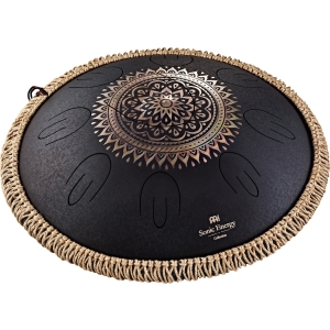 MEINL Sonic Energy Octave Steel Tongue Drum, Schwarz, graviertes Blumendesign, D Kurd, 9 Töne, 16" / 40 cm